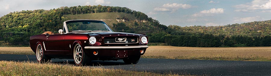 1965 Ringbrothers Ford Mustang Convertible Uncaged super ultrawide wallpaper thumbnail.