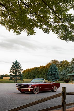 1965 Ringbrothers Ford Mustang Convertible Uncaged phone wallpaper thumbnail.