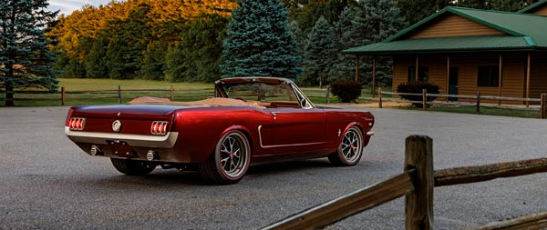 1965 Ringbrothers Ford Mustang Convertible Uncaged super ultrawide wallpaper thumbnail.