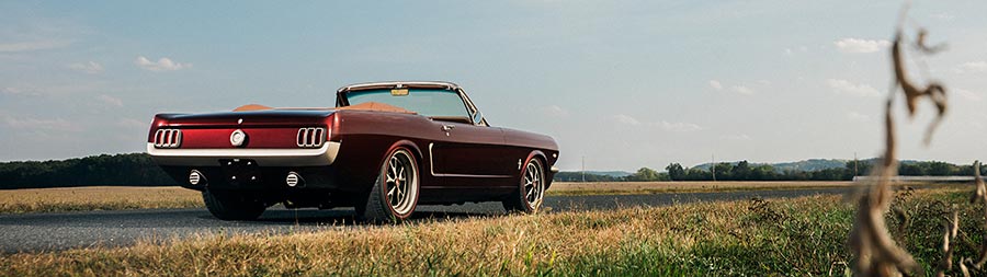 1965 Ringbrothers Ford Mustang Convertible Uncaged super ultrawide wallpaper thumbnail.