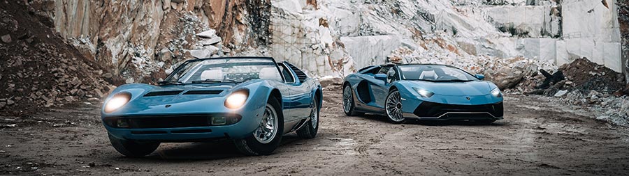 1968 Lamborghini Miura Roadster super ultrawide wallpaper thumbnail.