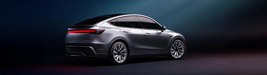 2025 Tesla Model Y super ultrawide wallpaper thumbnail.