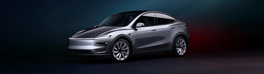 2025 Tesla Model Y super ultrawide wallpaper thumbnail.